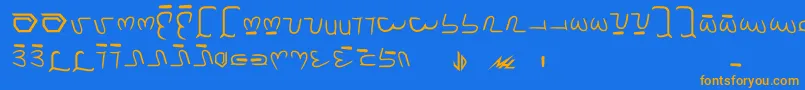 フォントBrakiri – オレンジ色の文字が青い背景にあります。