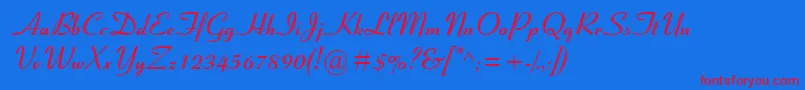 CoronetMtBold Font – Red Fonts on Blue Background