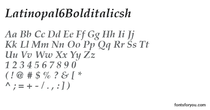 Czcionka Latinopal6Bolditalicsh – alfabet, cyfry, specjalne znaki