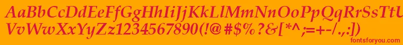フォントLatinopal6Bolditalicsh – オレンジの背景に赤い文字
