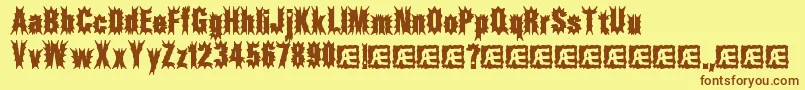 フォントAftermathBrk – 茶色の文字が黄色の背景にあります。