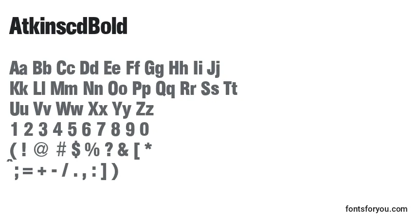 A fonte AtkinscdBold – alfabeto, números, caracteres especiais