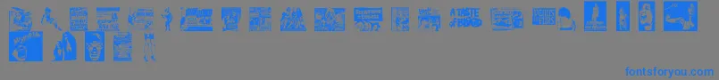 BMovieDings-Schriftart – Blaue Schriften auf grauem Hintergrund