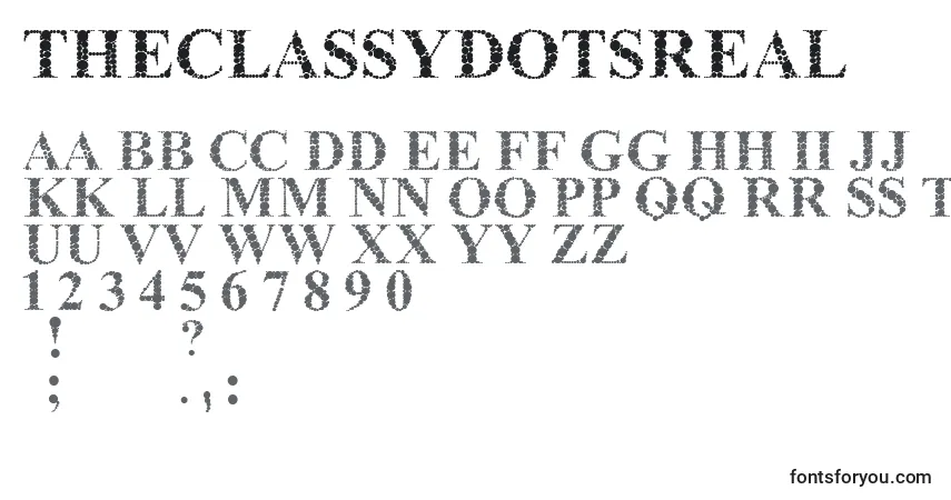 Schriftart TheClassyDotsReal – Alphabet, Zahlen, spezielle Symbole