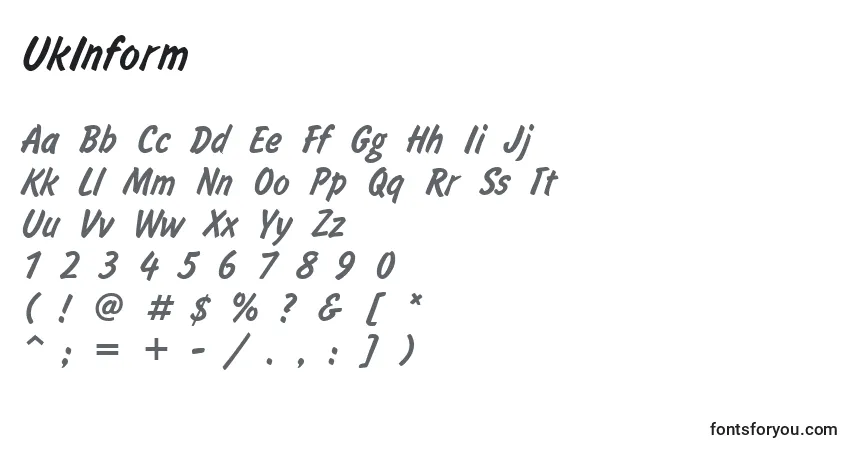 characters of ukinform font, letter of ukinform font, alphabet of  ukinform font