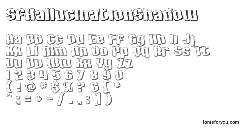 characters of sfhallucinationshadow font, letter of sfhallucinationshadow font, alphabet of  sfhallucinationshadow font
