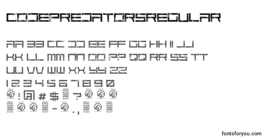 Fuente CodepredatorsRegular - alfabeto, números, caracteres especiales