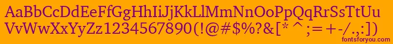 CharterItcTt-Schriftart – Violette Schriften auf orangefarbenem Hintergrund