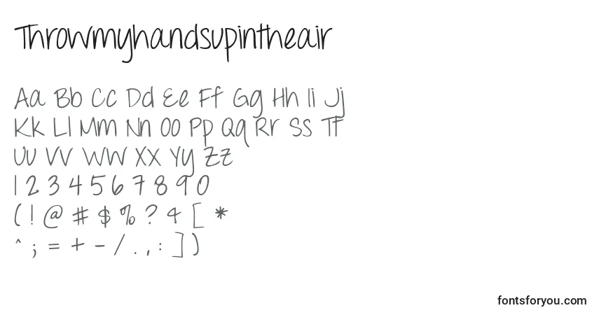 Schriftart Throwmyhandsupintheair – Alphabet, Zahlen, spezielle Symbole