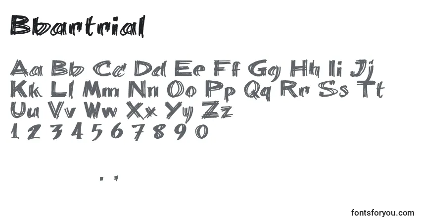 A fonte Bbartrial (107002) – alfabeto, números, caracteres especiais