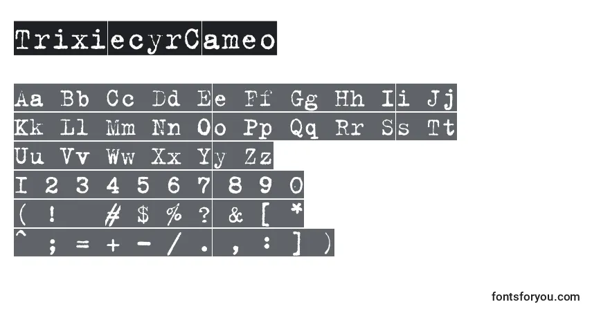 Schriftart TrixiecyrCameo – Alphabet, Zahlen, spezielle Symbole