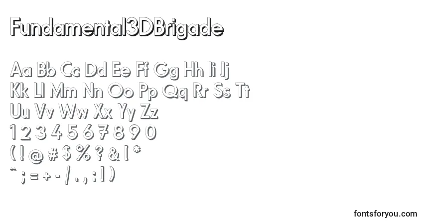 Czcionka Fundamental3DBrigade – alfabet, cyfry, specjalne znaki
