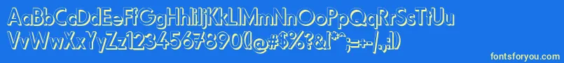 フォントFundamental3DBrigade – 黄色の文字、青い背景