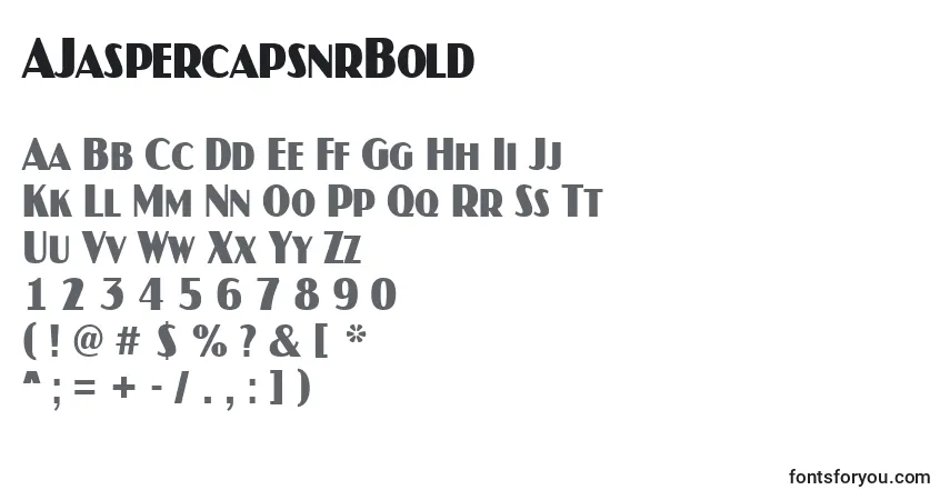 Czcionka AJaspercapsnrBold – alfabet, cyfry, specjalne znaki