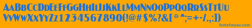 AJaspercapsnrBold-Schriftart – Blaue Schriften auf orangefarbenem Hintergrund