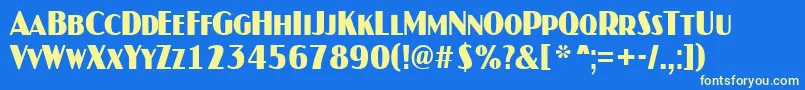 AJaspercapsnrBold-Schriftart – Gelbe Schriften auf blauem Hintergrund