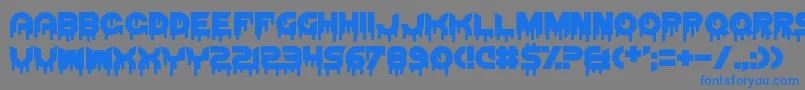 フォントThrashDecision – 灰色の背景に青い文字