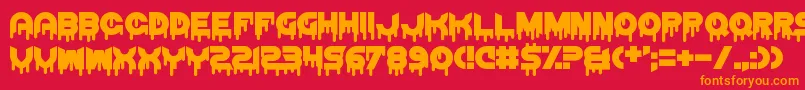 フォントThrashDecision – 赤い背景にオレンジの文字