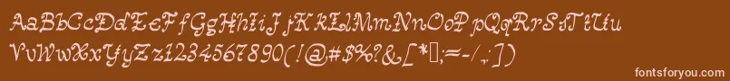 Happymonksmedievallookingscript Font – Pink Fonts on Brown Background