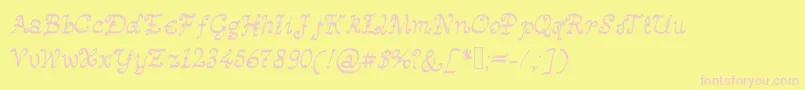 Happymonksmedievallookingscript Font – Pink Fonts on Yellow Background