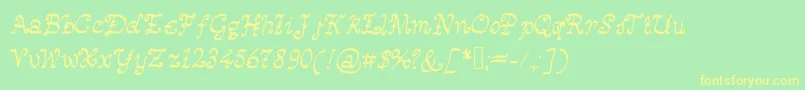 Happymonksmedievallookingscript Font – Yellow Fonts on Green Background