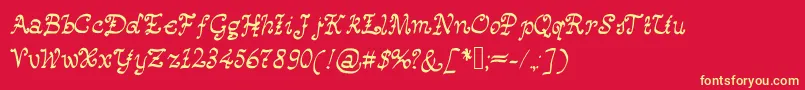 Happymonksmedievallookingscript Font – Yellow Fonts on Red Background