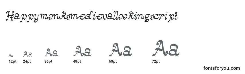 Größen der Schriftart Happymonksmedievallookingscript
