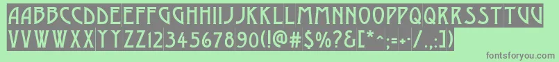 AModernosl-fontti – harmaat kirjasimet vihreällä taustalla