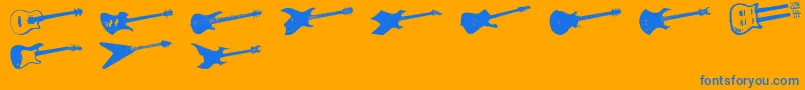 ScreamingGuitar-Schriftart – Blaue Schriften auf orangefarbenem Hintergrund