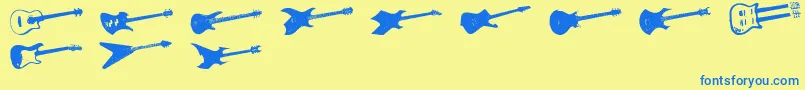 ScreamingGuitar Font – Blue Fonts on Yellow Background
