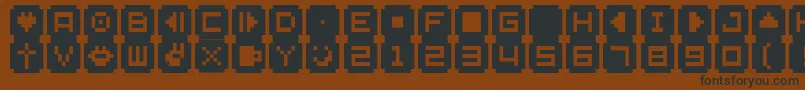 BmStampA9-Schriftart – Schwarze Schriften auf braunem Hintergrund