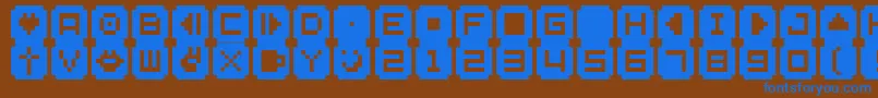 フォントBmStampA9 – 茶色の背景に青い文字