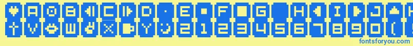 BmStampA9 Font – Blue Fonts on Yellow Background