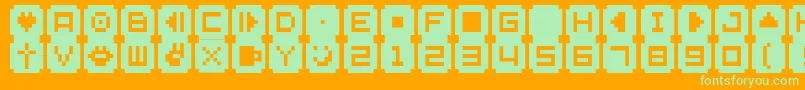 Czcionka BmStampA9 – zielone czcionki na pomarańczowym tle