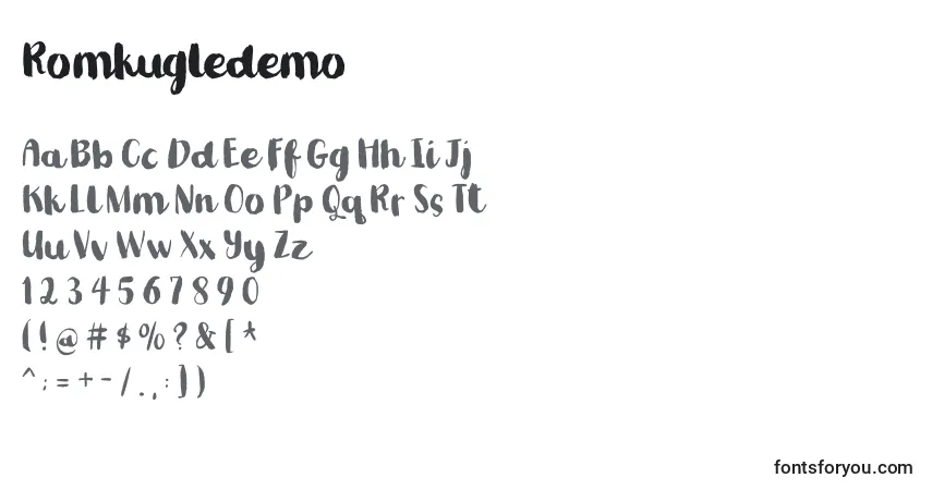 Fuente Romkugledemo - alfabeto, números, caracteres especiales