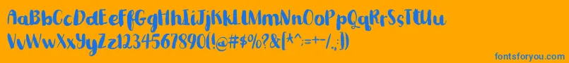 Romkugledemo-Schriftart – Blaue Schriften auf orangefarbenem Hintergrund