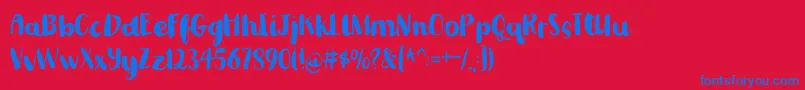 フォントRomkugledemo – 赤い背景に青い文字