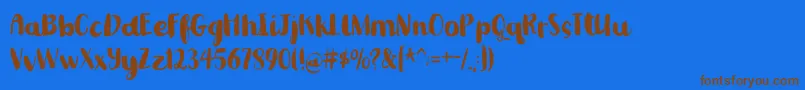 Romkugledemo-Schriftart – Braune Schriften auf blauem Hintergrund