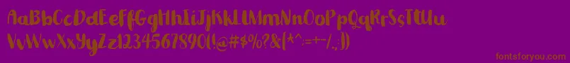 Romkugledemo-Schriftart – Braune Schriften auf violettem Hintergrund