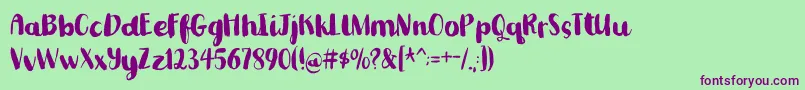 Шрифт Romkugledemo – фиолетовые шрифты на зелёном фоне