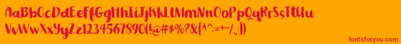 フォントRomkugledemo – オレンジの背景に赤い文字