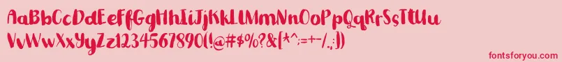 フォントRomkugledemo – ピンクの背景に赤い文字
