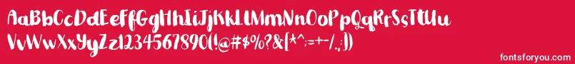 Romkugledemo-Schriftart – Weiße Schriften auf rotem Hintergrund
