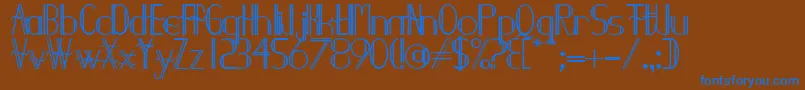 Czcionka Demodee – niebieskie czcionki na brązowym tle