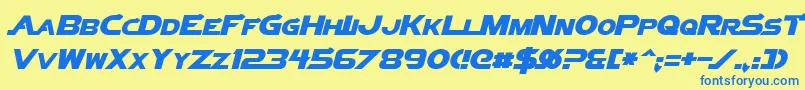 フォントVectorSigmaItalic – 青い文字が黄色の背景にあります。