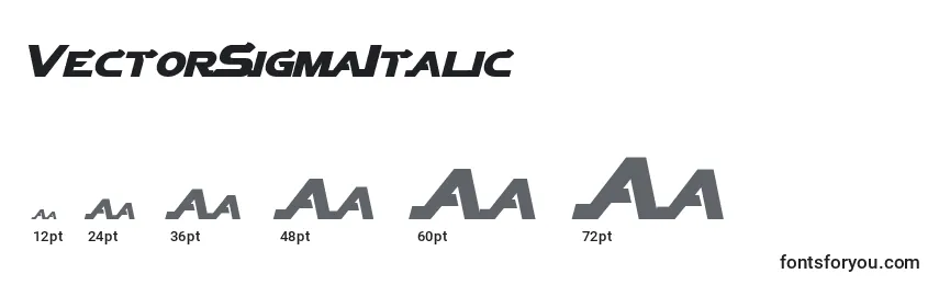 Размеры шрифта VectorSigmaItalic