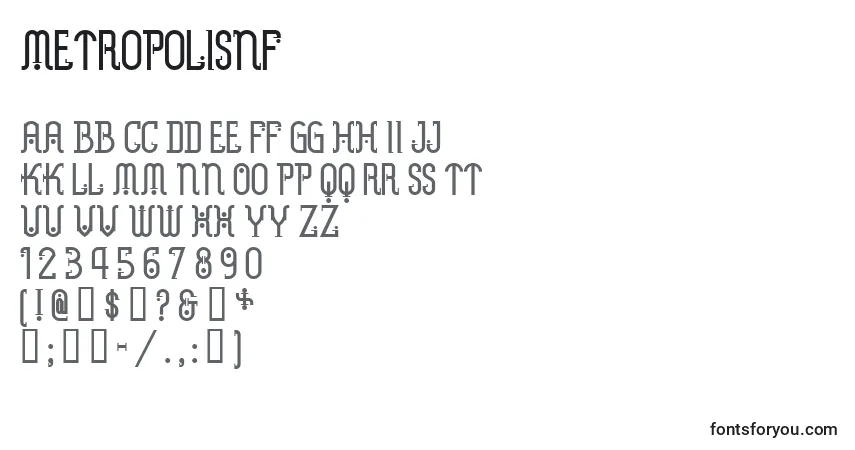 Schriftart Metropolisnf (107025) – Alphabet, Zahlen, spezielle Symbole