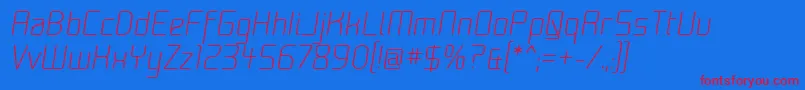 フォントMoon00i – 赤い文字の青い背景