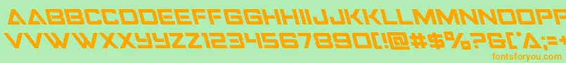 Strikefighterleft-Schriftart – Orangefarbene Schriften auf grünem Hintergrund