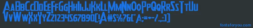 Шрифт Heroesassembleexpand – синие шрифты на чёрном фоне
